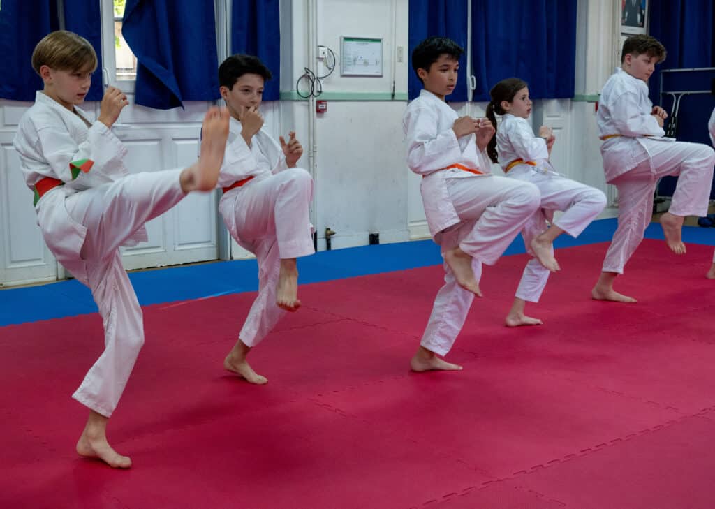 Les Jeunes de l’École de Karaté du Marais en action : Mae Geri !